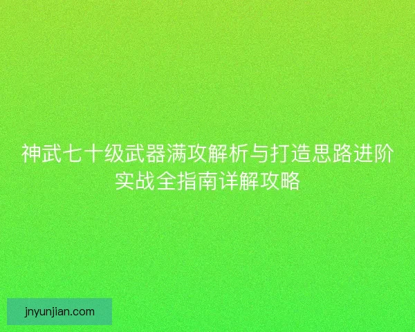 神武七十级武器满攻解析与打造思路进阶实战全指南详解攻略